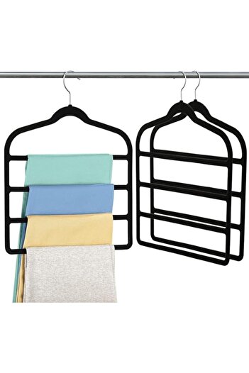 Generic ROUNY 4 Pack Velvet Pant Clothes Hanger Space Saving Non Slip Shorts Hanger, Storage Pants Hangers,