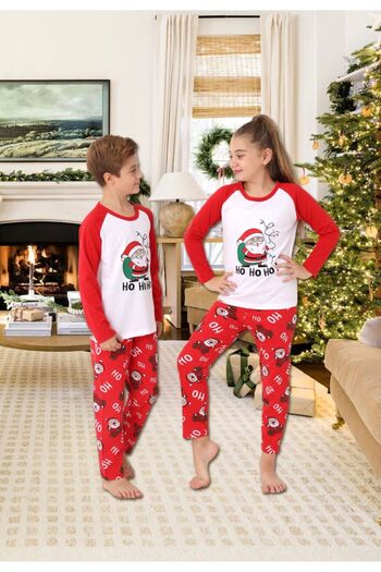 Welike Children's pajamas with Christmas motifs HO HO HO