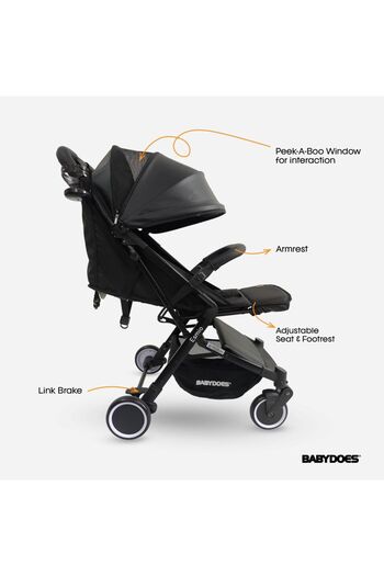 Babydoes ESMIO - Baby Stroller, 5-Point Harness, Single Hand Fold, 0-4 Years (Up to 20 kg) - Black