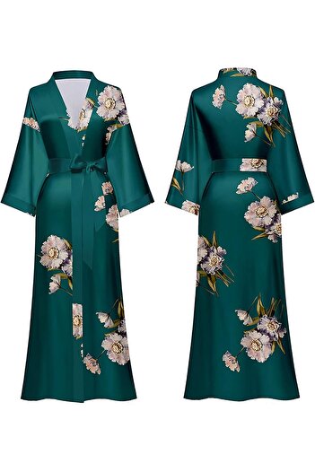 genernic Vinmass Women Long Soft Lightweight Bath Robes Plus Size Female Bathrobe Satin Silky Nightgowns Dark
