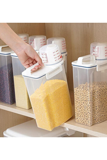 OEM Cereal food container, transparent, airtight lid with measuring cup, 1.5 L