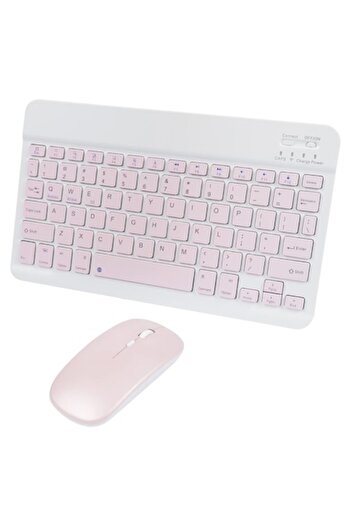 OEM Bluetooth keyboard + mouse set, ultra-thin, white-pink, USB recharge, DPI 800/1200/1600