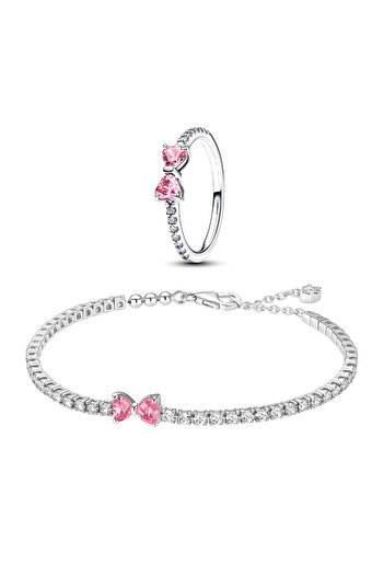 NOVVO Set bijuterii Inel si Bratara Argint 925 Pink Bow