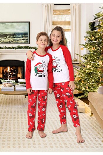 Welike Children's pajamas with Christmas motifs HO HO HO