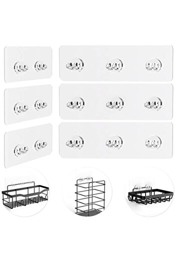 Generic Bukela 6 Pcs Corner Shower Caddy Adhesive Replacement Hook Transparent Adhesive Stickers for Shower