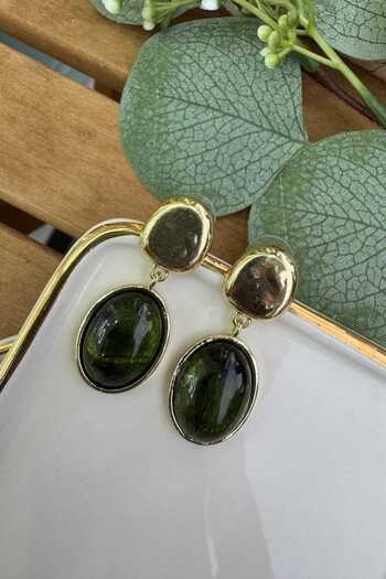 My Joyas Design Green Stone Dangle Mng Earrings