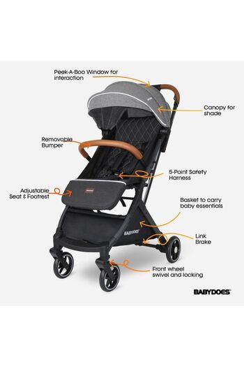 Babydoes DRIVER+ TS - Baby Stroller with Travel System, 5-Point Harness, 0-4 Years - Grey