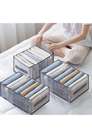 Generic WuqWik 3Pcs Wardrobe Clothes Organizer, Multi-Purpose Jeans Pants Tshirt Organizer, Storage Box, Ac