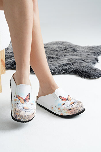 DOGİYE 6299 Butterfly Printed Sabo Slippers