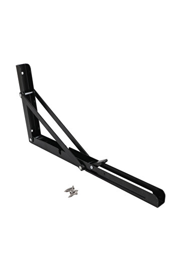 Lawazim Foldable Shelf Bracket 20x10.5cm - One-Touch Adjustable Wall Mount Support - Black