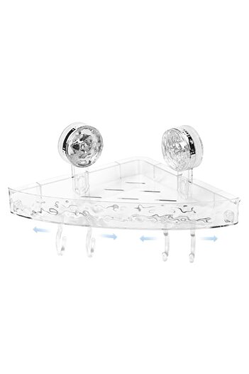 Generic Excefore Shower Caddy Suction Cup Storage Rack Clear Acrylic Shower Shelves Glacier Water Ripples C