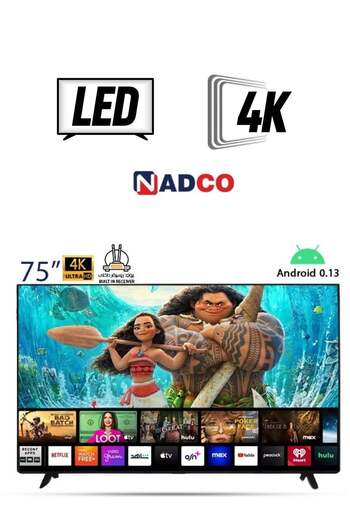 Nadco 75-inch Flat Smart TV - Android 13 - 4K Resolution and High Definition - NC-75T4K