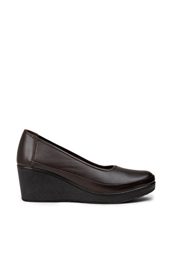Deery Women's Genuine Leather Brown Wedge Heel Casual Shoes