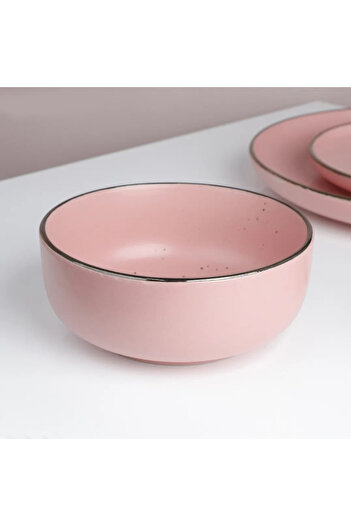OEM Dinner service set, 16 pieces Ceramic, 2 plates + 2 bowls, Pink