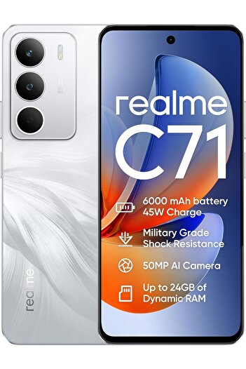 realme C71 Smartphone | 8GB RAM + 256GB Storage | Android 15 | Dual SIM | 12m Warranty (White Swan)