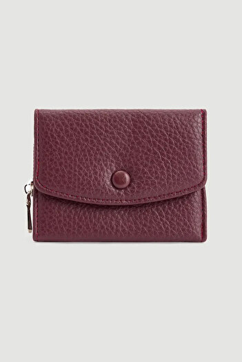 Gusto Zipper Detailed Mini Wallet - Plum
