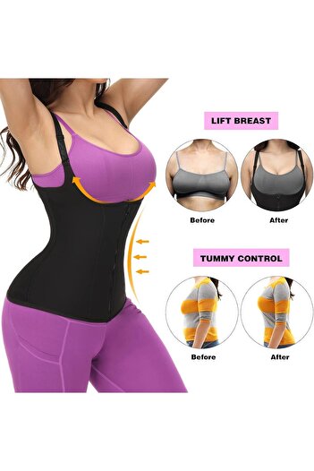 Generic HIQUAY Women Waist Trainer Corset Weight Loss, Zipper Vest Body Shaper Cincher Tank Top with Adjusta