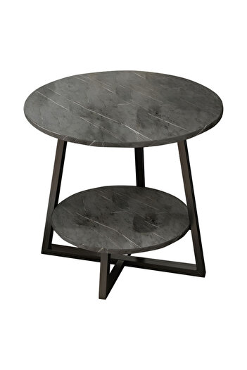 pako world Rota MDF coffee table dark gray marble look - black D60x60cm