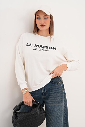 ŞİMAL Women's Printed Three Thread Sweatshirt 255321 -