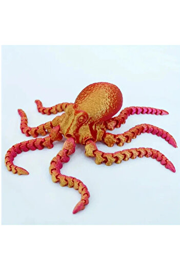 Choice Red 3D Printed Octopus Movable Flexible Joints Fidget Toy Home Office Desktop Ornament Ocean Animal