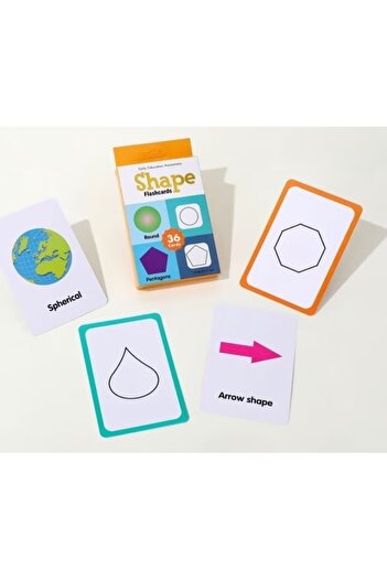 OEM Educational flashcards for children, 36 geometric shapes cards, English learning, 11.5x7.8 cm