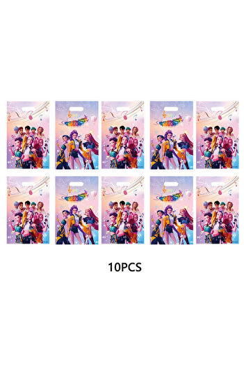 Choice 10Pcs (1Pack) 10Pcs Kpop Demon Hunters Gifts Bags Disposable Candy Bag for Kids Theme Birthday Party