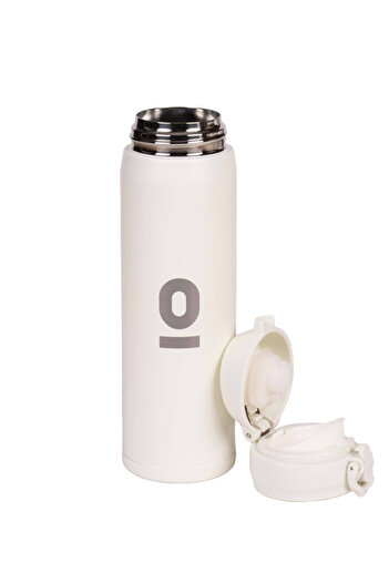 Espressolab Beyaz Dokulu Paslanmaz Çelik Termos 430 ml Kapaklı No:106