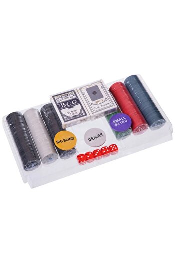 ANGMAD Set Poker ANGMAD, 300 Plastic Chips, 2 Decks of Cards, Dice and Transport Bag, multicolor, minimum a