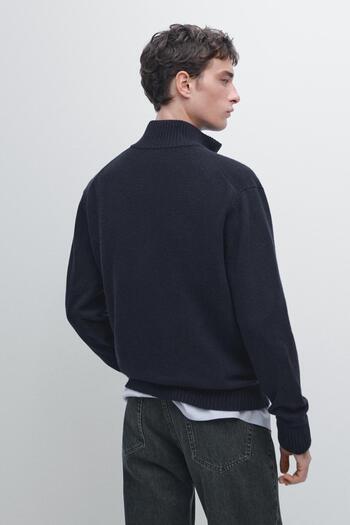 Massimo Dutti Fermuarlı yün karışımlı hırka