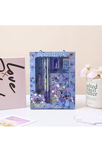 Choice STITCH 6PCS/Set Stitch Stationery Set School Gifts With Pencil Pen Sharpener Eraser Notebook Ruler