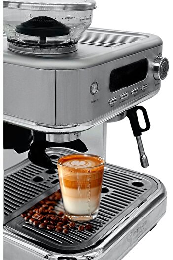 MEBASHI Commercial Coffee Machine with CF Grinder, 2.3L Capacity, 15 Bar Pressure, Stainless Steel (