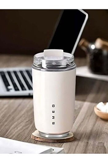 SMEG Travel Coffee Mug, Insulated Beverage Cup with Leakproof Lid, Long-Lasting Coffee Tumbler with