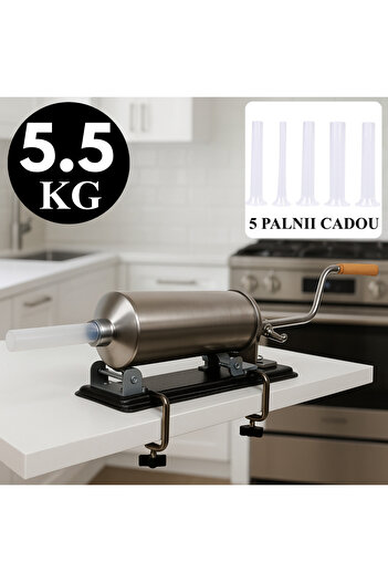 BLMAG Horizontal stainless steel sausage filling machine 5.5 Kg with 5 funnels included