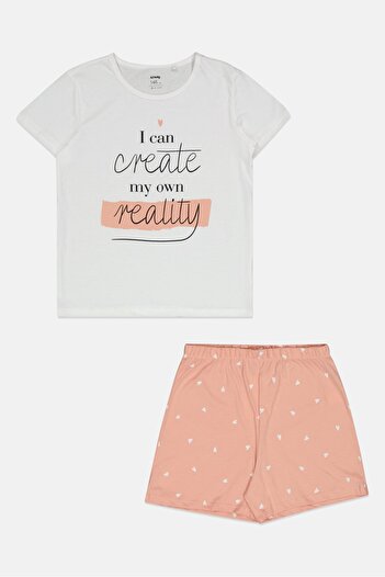 Sinsay Kids Girl 2 Pcs Graphic Print T-Shirt And Short Pyjama Set, Multicolor