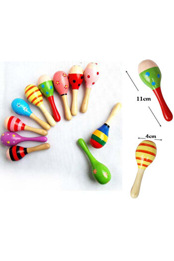 MoShuBe 2pcs Colorful Wooden Small Rattles Maracas Beat Baby Educational Toys 0-12 Months Kids Gift for N...
