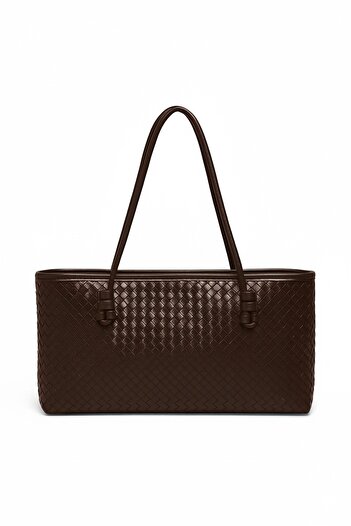 BAHELS Women's Loven Long Tote Bag Bitter Brown Braided