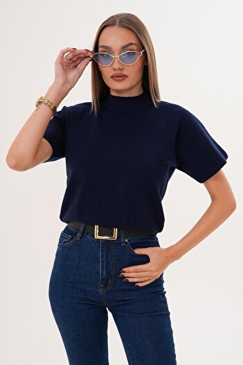 ŞİMAL Women's Half Fisherman Knitwear Knitted Short Sleeve Sweater 255174 -
