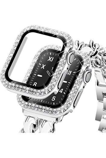 GREGOSS Grgegoss Apple Watch Series 10/11 Compatible 42mm Glass + Screen Protective Cover with Sparkling Stone