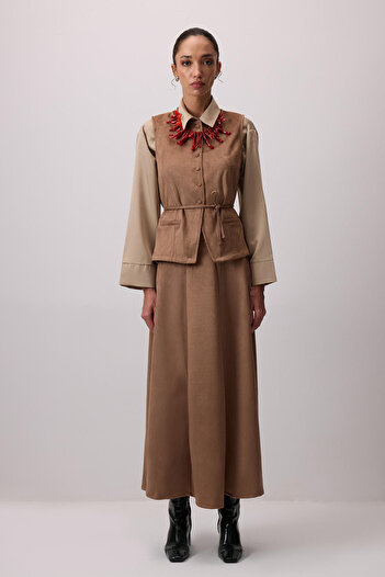 Touché Privé Vest Skirt Suede Suit