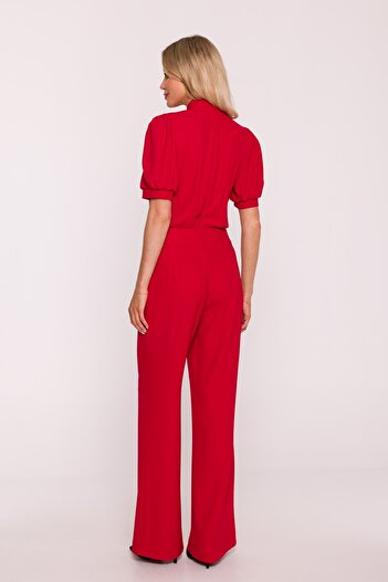 Stylove s421 Short-sleeved jumpsuit with bow tie