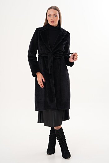 ŞİMAL Women's Belted Plush Coat 255407 -