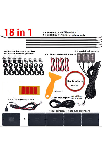 PARADOX SINCE 1992 Symphony 18 in 1 Ambient LED Lights Car Interior Dashboard, Front + Rear Doors, Handles, Floor Bluetooth