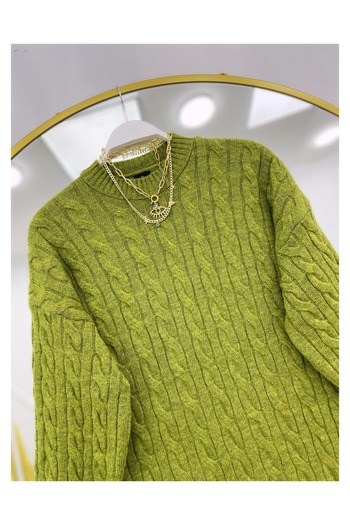 YEDİLALE Hair Braided Soft Zero Neck Tricot Clothing Sweater