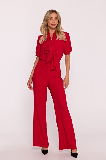 Stylove s421 Short-sleeved jumpsuit with bow tie