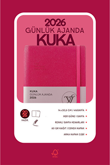 Victoria's Journals Kuka 2026 Günlük Ajanda A5 (14x21cm) Esnek Kapak Ivory 80gr.