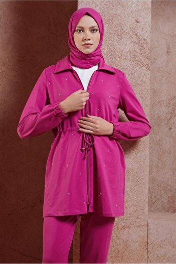 Alvina Tracksuit Set 44702 - Stone Detailed Trousers