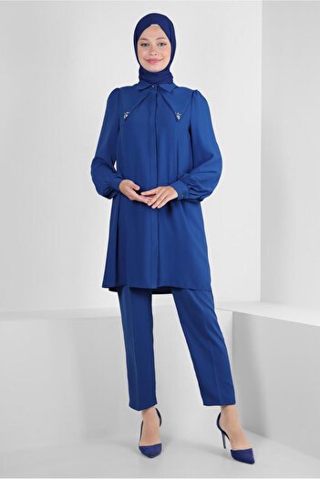 Alvina STONE DETAILED WAIST RUBBERED DOUBLE PANT SUIT 43910
