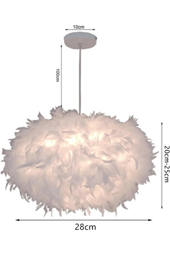 COOYA Modern Feather Chandelier,45CM,Bedroom Living Room Bedside Dining Room Hanging Light Decoration
