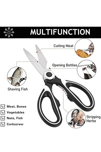 Single Stainless Steel Sharpened Kitchen Scissors Fish Meat Vegetable Multi-Purpose