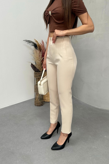 BİKELİFE Dámské látkové kalhoty Skinny Leg s vysokým pasem